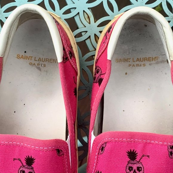 Saint Laurent Pink Skull Slip Ons - Picture 5 of 7